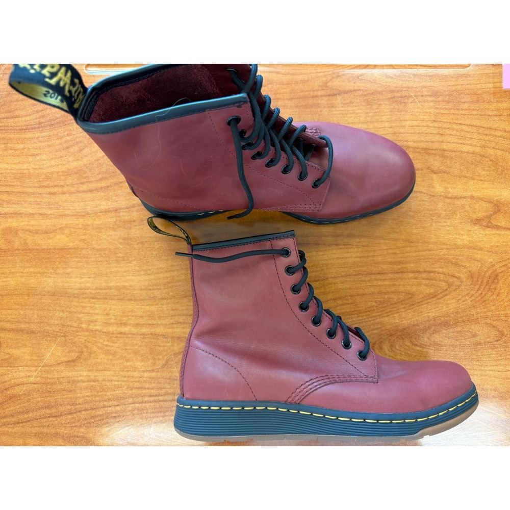Dr. Martens Newton Cherry Red Temperley Leather 8-Eye Boots US Men 9 Women 10